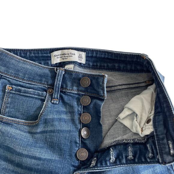 ABERCROMBIE & FITCH Curve Love Super Skinny Ankle High Rise Jeans 23 or 000S Emo - Picture 3 of 9